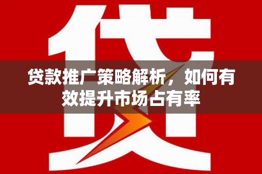 麦积贷款推广策略解析，如何有效提升市场占有率