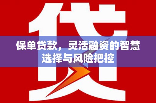 麦积保单贷款，灵活融资的智慧选择与风险把控
