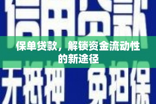 麦积保单贷款，解锁资金流动性的新途径