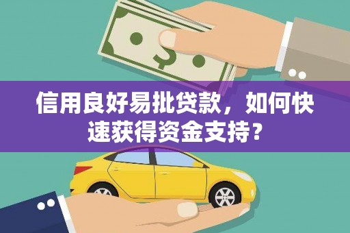 麦积信用良好易批贷款，如何快速获得资金支持？