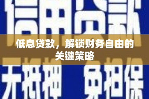 麦积低息贷款，解锁财务自由的关键策略