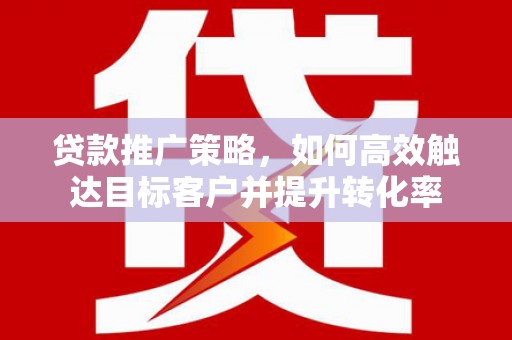 麦积贷款推广策略，如何高效触达目标客户并提升转化率