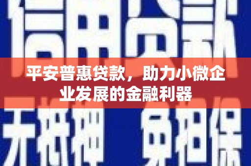 麦积平安普惠贷款，助力小微企业发展的金融利器